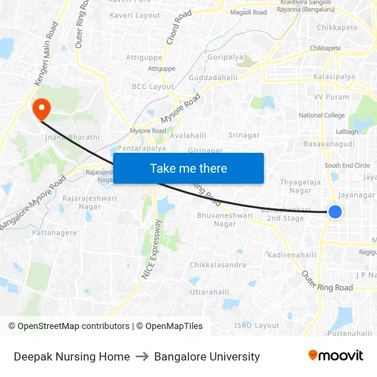 Deepak Nursing Home to Bangalore University map