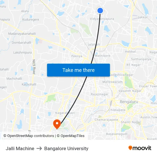Jalli Machine to Bangalore University map