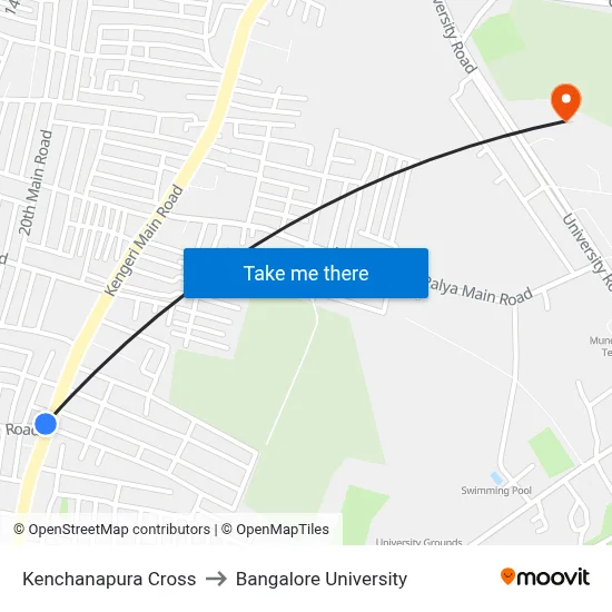 Kenchanapura Cross to Bangalore University map