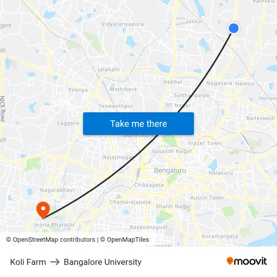 Koli Farm to Bangalore University map