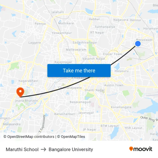 Maruthi School to Bangalore University map