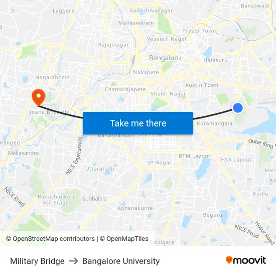 Military Bridge to Bangalore University map