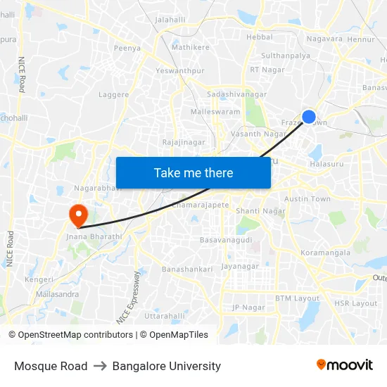 Mosque Road to Bangalore University map