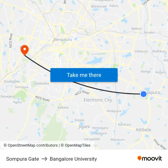 Sompura Gate to Bangalore University map