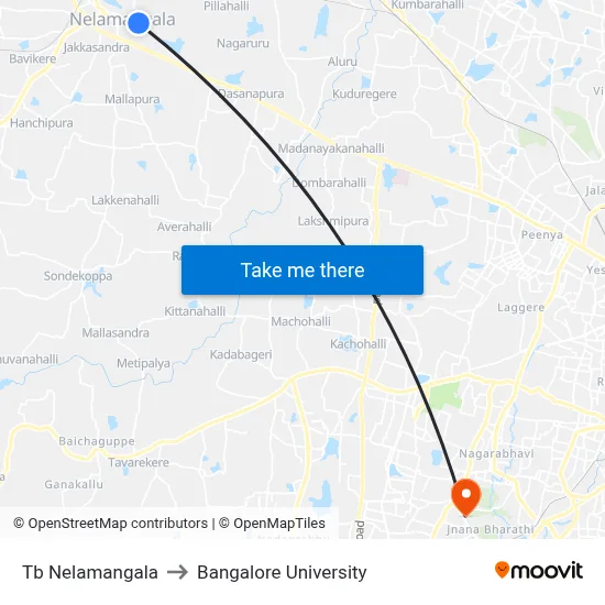 Tb Nelamangala to Bangalore University map