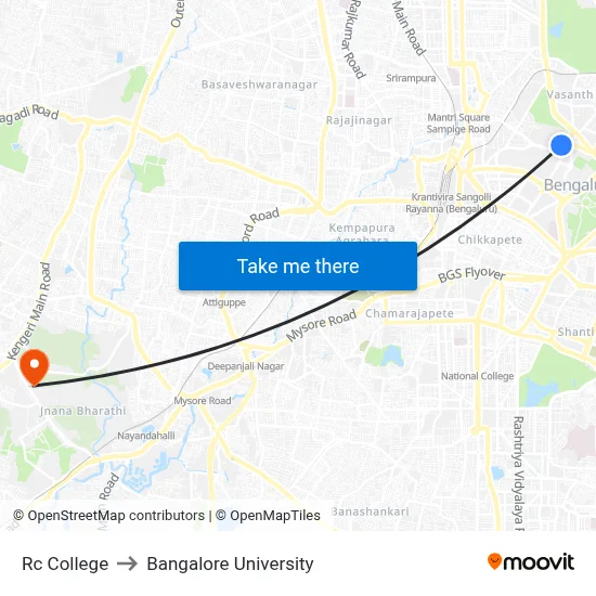 Rc College to Bangalore University map