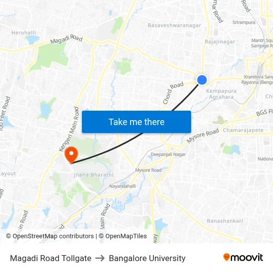 Magadi Road Tollgate to Bangalore University map