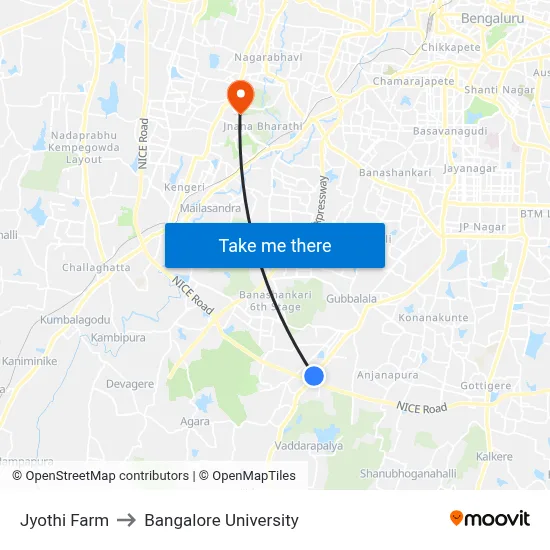 Jyothi Farm to Bangalore University map