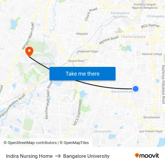 Indira Nursing Home to Bangalore University map