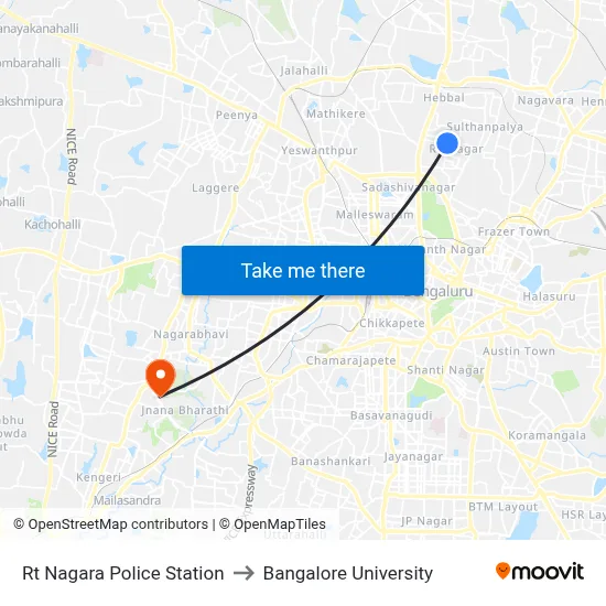 Rt Nagara Police Station to Bangalore University map