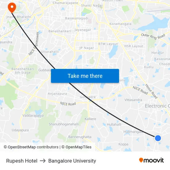 Rupesh Hotel to Bangalore University map