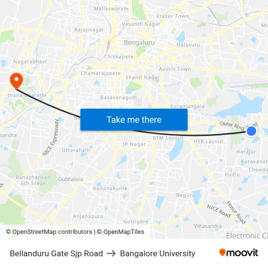 Bellanduru Gate Sjp Road to Bangalore University map