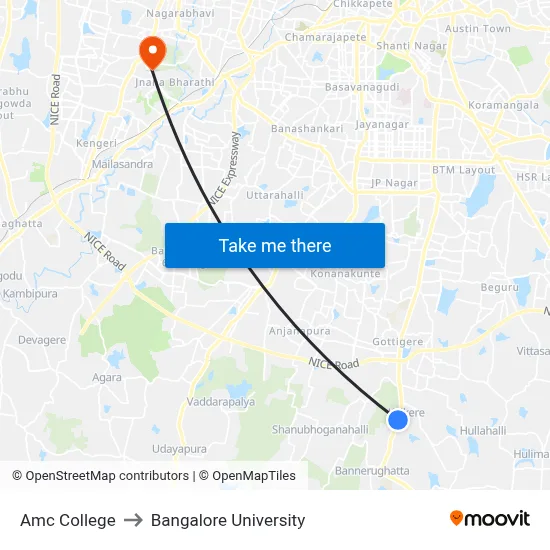 Amc College to Bangalore University map