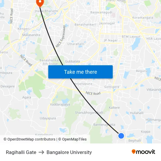 Ragihalli Gate to Bangalore University map