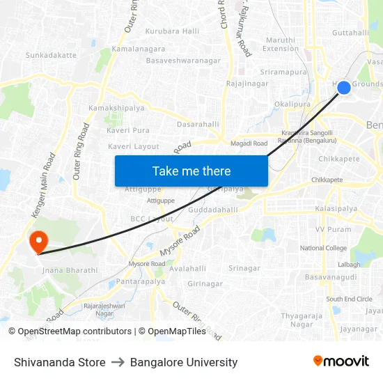 Shivananda Store to Bangalore University map