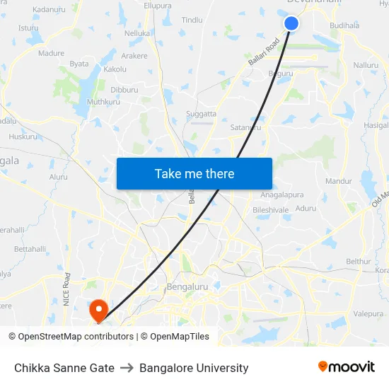 Chikka Sanne Gate to Bangalore University map