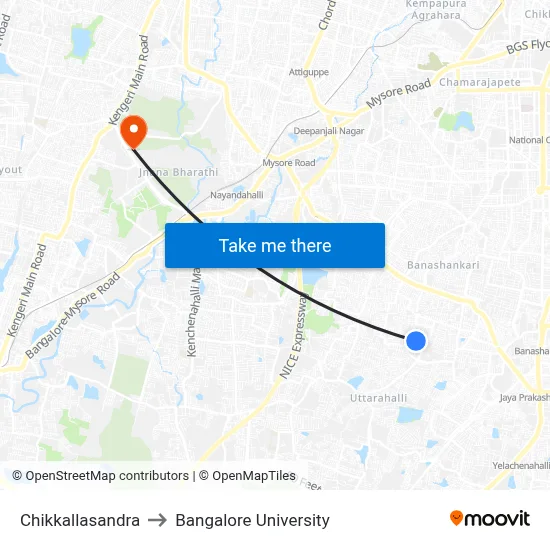 Chikkallasandra to Bangalore University map