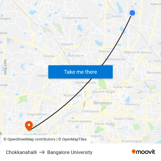 Chokkanahalli to Bangalore University map
