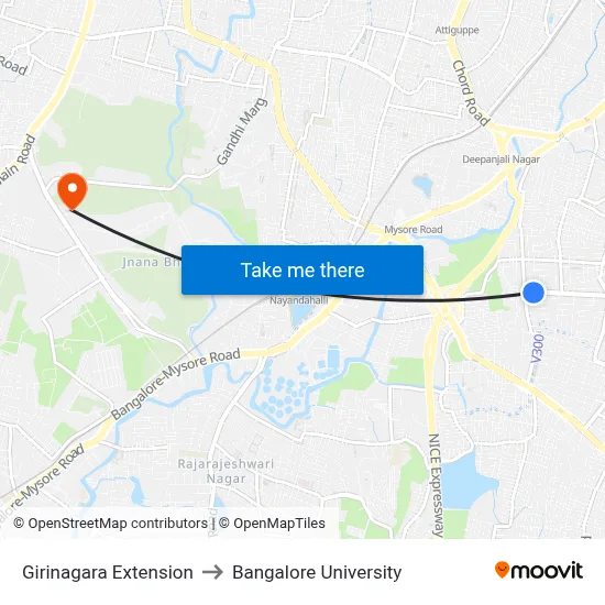Girinagara Extension to Bangalore University map