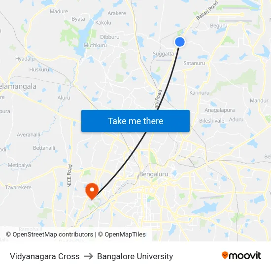 Vidyanagara Cross to Bangalore University map