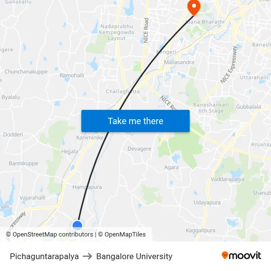 Pichaguntarapalya to Bangalore University map