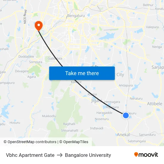 Vbhc Apartment Gate to Bangalore University map