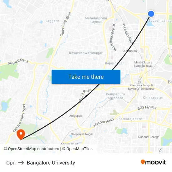 Cpri to Bangalore University map
