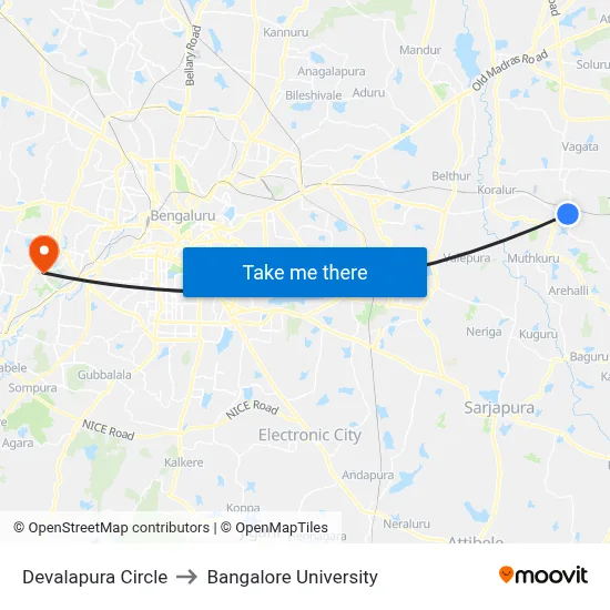 Devalapura Circle to Bangalore University map