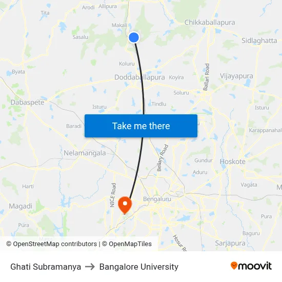 Ghati Subramanya to Bangalore University map