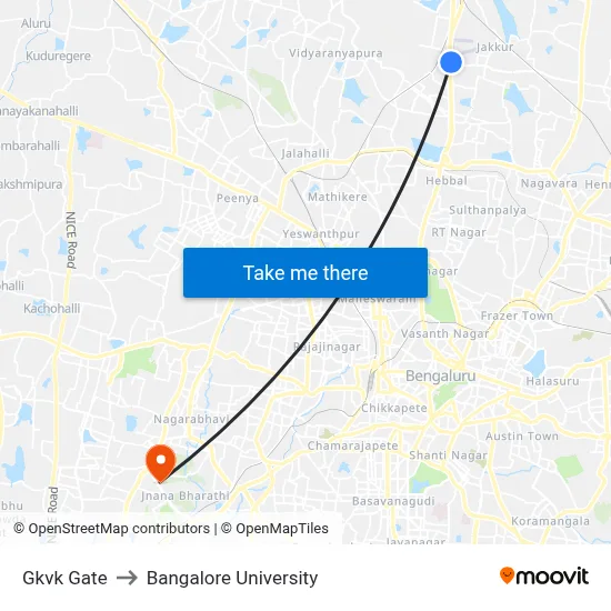 Gkvk Gate to Bangalore University map