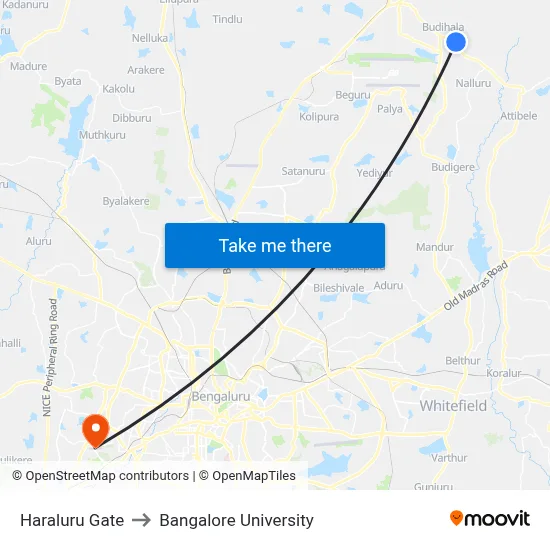 Haraluru Gate to Bangalore University map