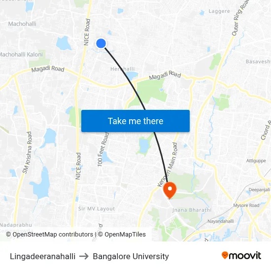 Lingadeeranahalli to Bangalore University map