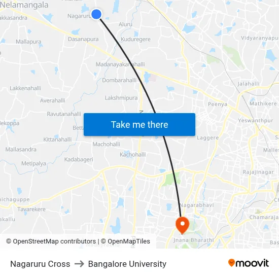 Nagaruru Cross to Bangalore University map