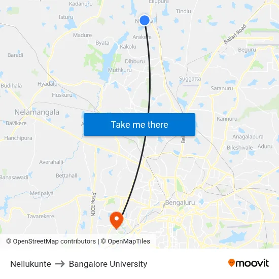 Nellukunte to Bangalore University map