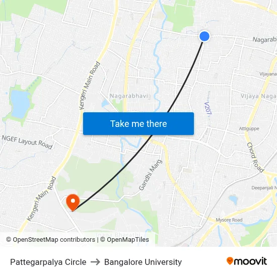 Pattegarpalya Circle to Bangalore University map