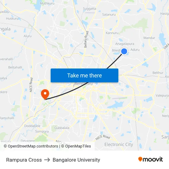 Rampura Cross to Bangalore University map