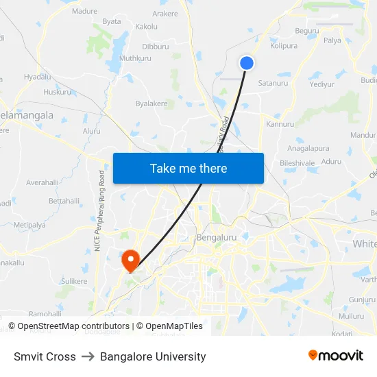 Smvit Cross to Bangalore University map