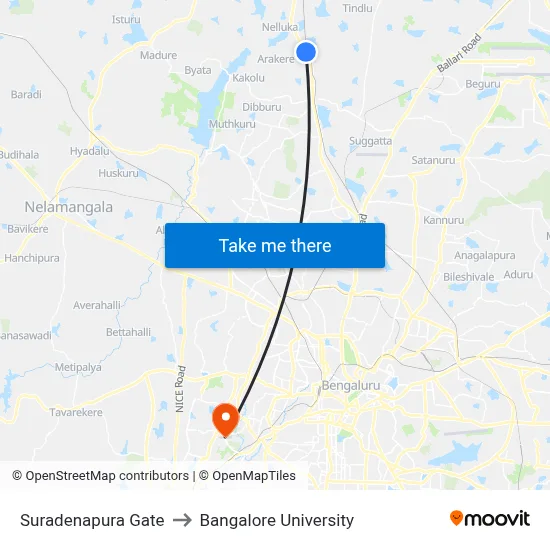Suradenapura Gate to Bangalore University map