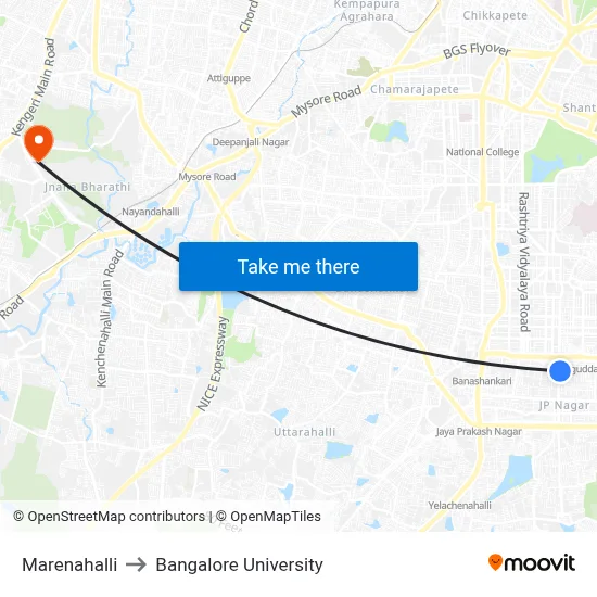 Marenahalli to Bangalore University map