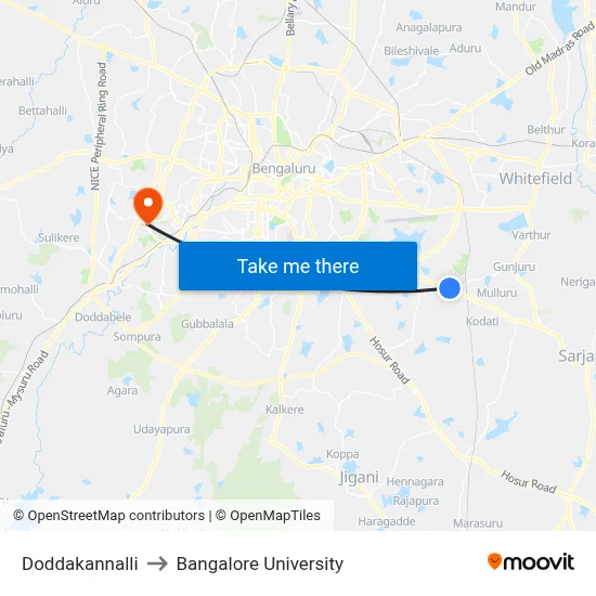Doddakannalli to Bangalore University map