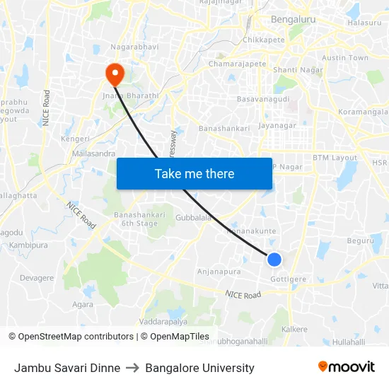 Jambu Savari Dinne to Bangalore University map