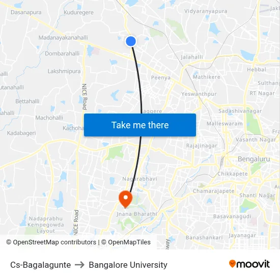 Cs-Bagalagunte to Bangalore University map