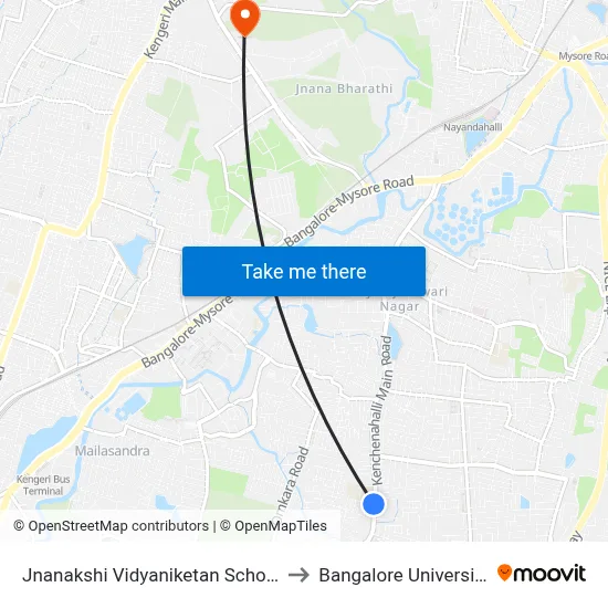 Jnanakshi Vidyaniketan School to Bangalore University map