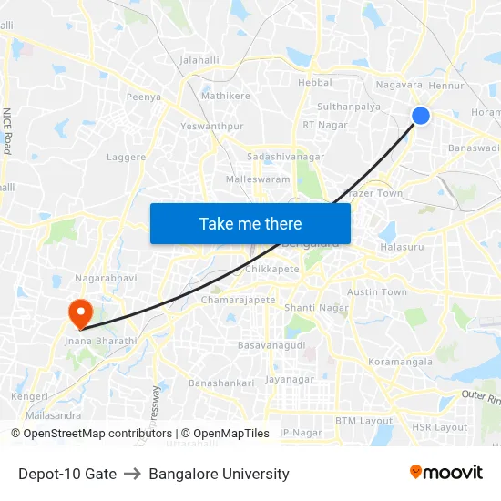 Depot-10 Gate to Bangalore University map