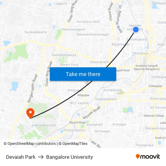 Devaiah Park to Bangalore University map