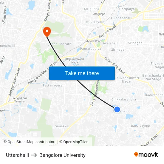 Uttarahalli to Bangalore University map