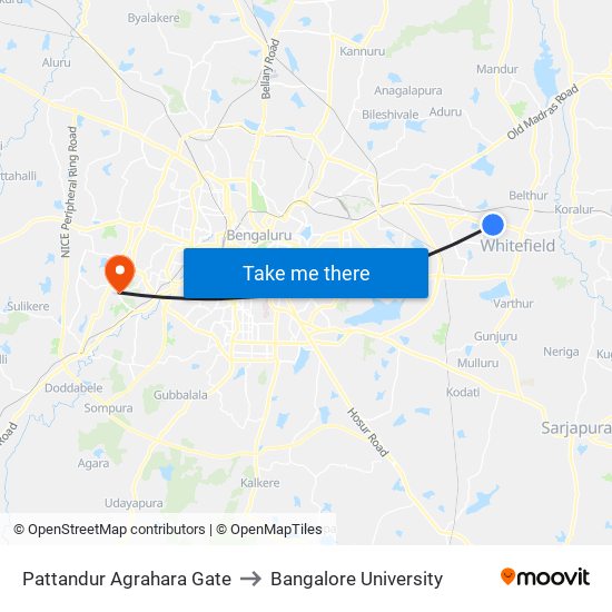 Pattandur Agrahara Gate to Bangalore University map