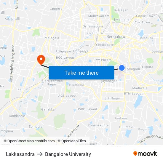 Lakkasandra to Bangalore University map