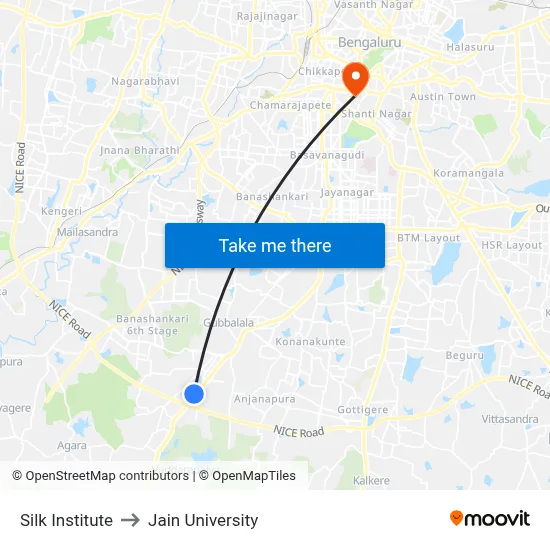 Silk Institute to Jain University map