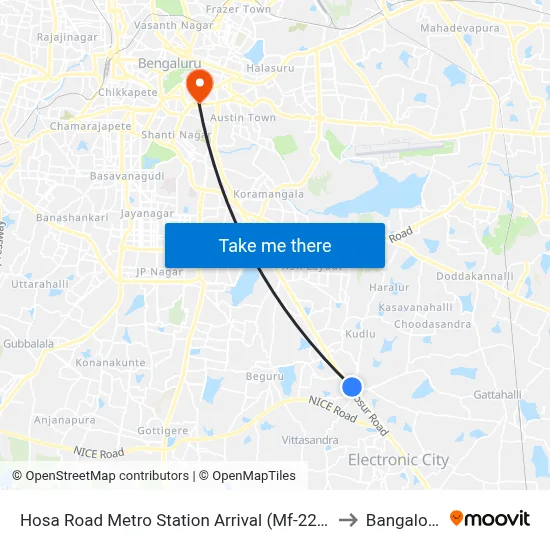 Hosa Road Metro Station Arrival (Mf-22e) to Bangalore map